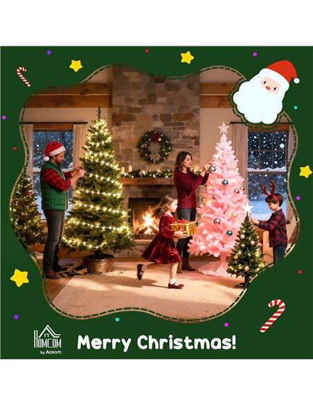 HOMCOM 5ft Super Flocked Christmas Tree - Green/White - pic 201814 | FastDaddyshop