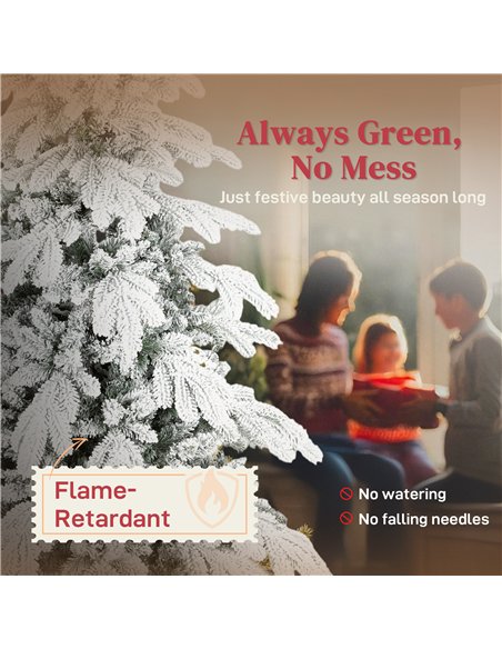 HOMCOM 6ft Super Flocked Christmas Tree - Green/White - pic 201818 | FastDaddyshop