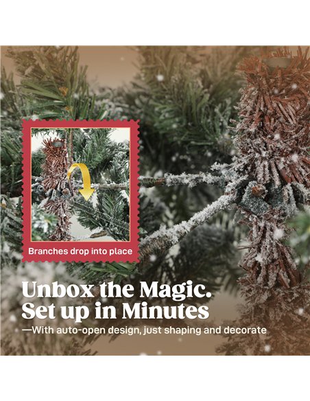 HOMCOM 6ft Super Flocked Christmas Tree - Green/White - pic 201820 | FastDaddyshop