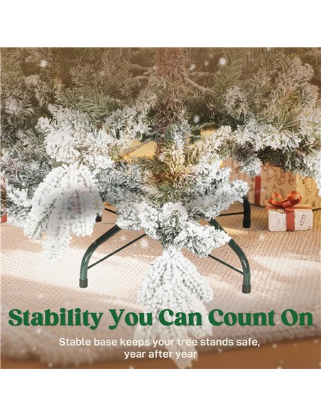 HOMCOM 6ft Super Flocked Christmas Tree - Green/White - pic 201822 | FastDaddyshop