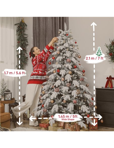 HOMCOM 7ft Super Flocked Christmas Tree - Green/White - pic 201826 | FastDaddyshop