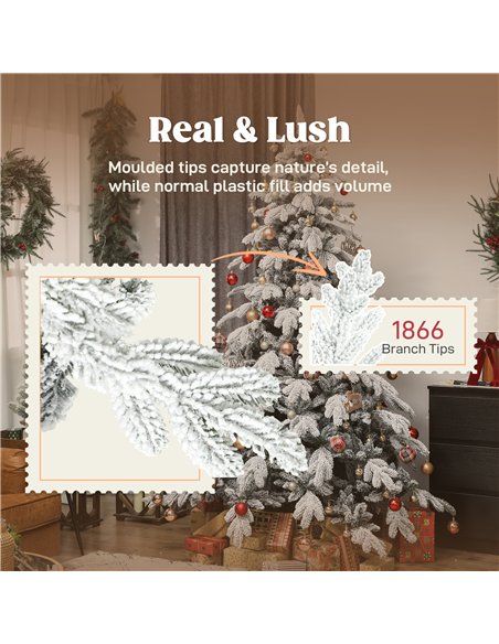 HOMCOM 7ft Super Flocked Christmas Tree - Green/White - pic 201828 | FastDaddyshop