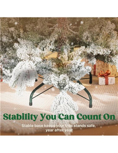 HOMCOM 7ft Super Flocked Christmas Tree - Green/White