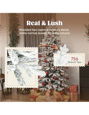 HOMCOM 6ft Flocked Artificial Christmas Tree