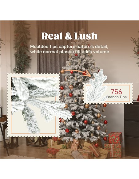 HOMCOM 6ft Flocked Artificial Christmas Tree - pic 201837 | FastDaddyshop