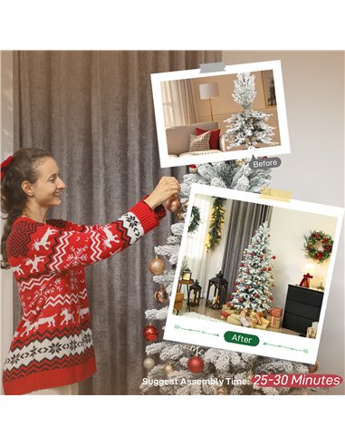 HOMCOM 6ft Flocked Artificial Christmas Tree
