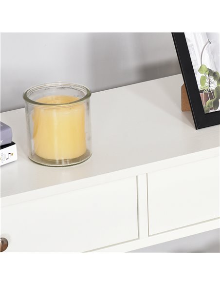 HOMCOM Console Table Side Desk w/ Shelves Drawers Open Top X Support Frame Living Room Hallway Home Office Furniture White - pic 20184 | FastDaddyshop