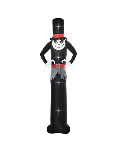 Outsunny Giant 10ft Halloween Inflatables Tall Ghost with Hat, Build-in LEDs Blow Up Scary Outdoor Decorations, for Party Yard G