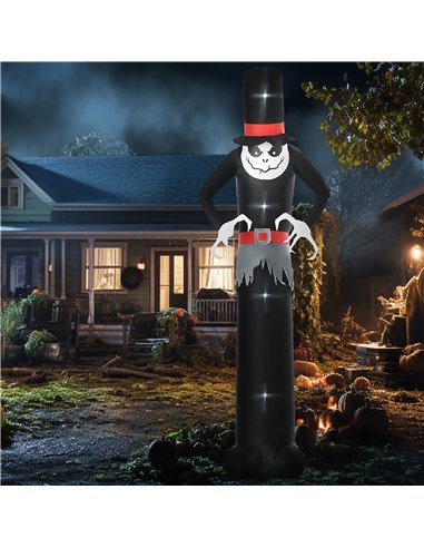 Outsunny Giant 10ft Halloween Inflatables Tall Ghost with Hat, Build-in LEDs Blow Up Scary Outdoor Decorations, for Party Yard G