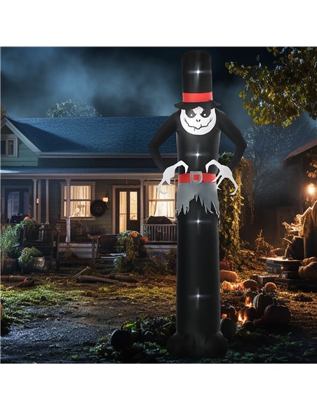 Outsunny Giant 10ft Halloween Inflatables Tall Ghost with Hat, Build-in LEDs Blow Up Scary Outdoor Decorations, for Party Yard G - pic 201845 | FastDaddyshop