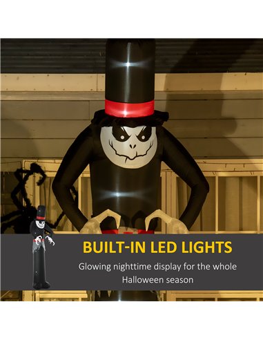 Outsunny Giant 10ft Halloween Inflatables Tall Ghost with Hat, Build-in LEDs Blow Up Scary Outdoor Decorations, for Party Yard G