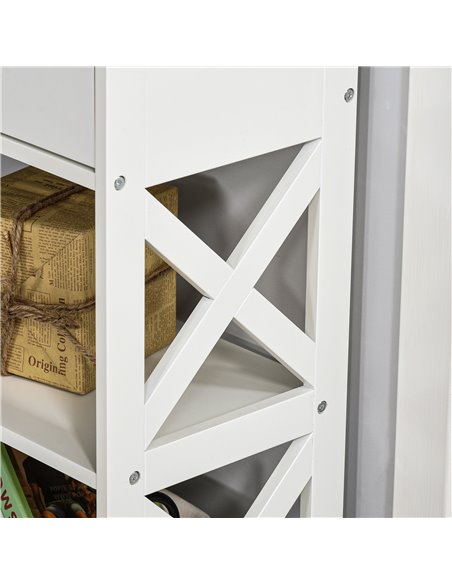 HOMCOM Console Table Side Desk w/ Shelves Drawers Open Top X Support Frame Living Room Hallway Home Office Furniture White - pic 20185 | FastDaddyshop