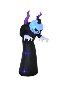 Outsunny 7ft Inflatable Halloween Ghost with Horns, Blow-Up Outdoor LED Display with Flame Effect for Garden, Lawn, Party, Holid
