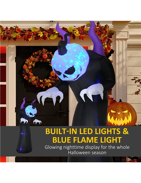 Outsunny 7ft Inflatable Halloween Ghost with Horns, Blow-Up Outdoor LED Display with Flame Effect for Garden, Lawn, Party, Holid - pic 201854 | FastDaddyshop