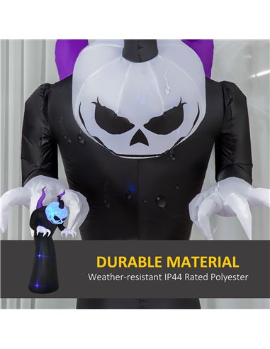 Outsunny 7ft Inflatable Halloween Ghost with Horns, Blow-Up Outdoor LED Display with Flame Effect for Garden, Lawn, Party, Holid