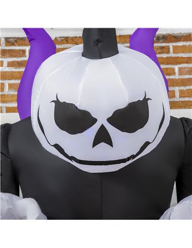 Outsunny 7ft Inflatable Halloween Ghost with Horns, Blow-Up Outdoor LED Display with Flame Effect for Garden, Lawn, Party, Holid
