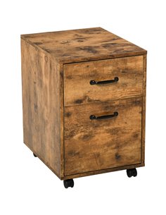HOMCOM Rolling File Cabinet with 2 Drawers, Hanging File Folder, Brown