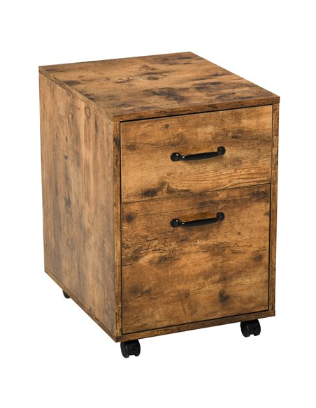 HOMCOM Rolling File Cabinet with 2 Drawers, Hanging File Folder, Brown - pic 20186 | FastDaddyshop