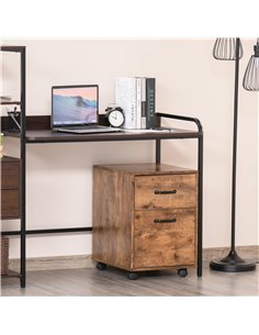 HOMCOM Rolling File Cabinet with 2 Drawers, Hanging File Folder, Brown 2