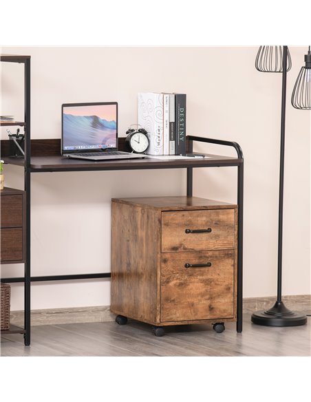HOMCOM Rolling File Cabinet with 2 Drawers, Hanging File Folder, Brown - pic 20187 | FastDaddyshop