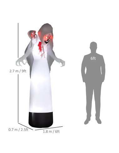 Outsunny 8.9ft Inflatable Three Headed Ghost Halloween Inflatable