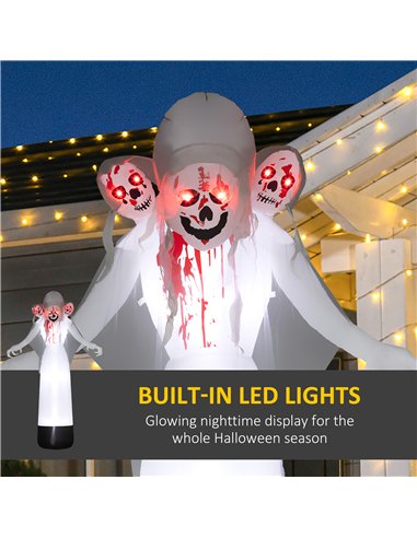 Outsunny 8.9ft Inflatable Three Headed Ghost Halloween Inflatable