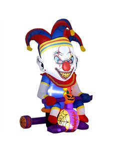 Outsunny 4ft Halloween Inflatable Clown on Bicycle, Blow Up Outdoor Halloween Decoration with 3 Built-in LED Lights for Garden, 