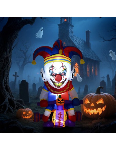 Outsunny 4ft Halloween Inflatable Clown on Bicycle, Blow Up Outdoor Halloween Decoration with 3 Built-in LED Lights for Garden,  - pic 201879 | FastDaddyshop