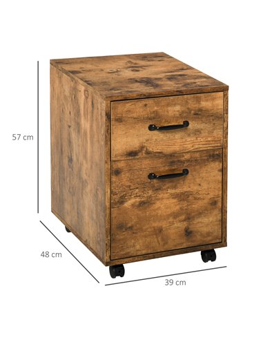 HOMCOM Rolling File Cabinet with 2 Drawers, Hanging File Folder, Brown