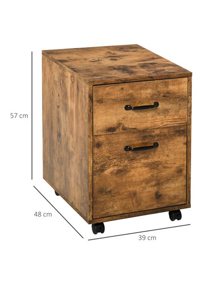 HOMCOM Rolling File Cabinet with 2 Drawers, Hanging File Folder, Brown - pic 20188 | FastDaddyshop
