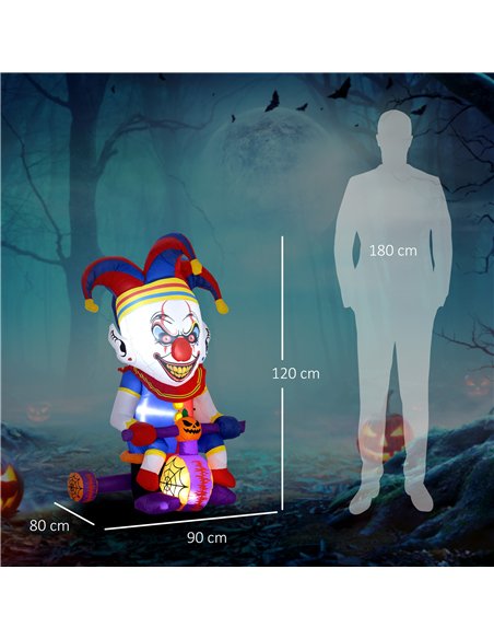Outsunny 4ft Halloween Inflatable Clown on Bicycle, Blow Up Outdoor Halloween Decoration with 3 Built-in LED Lights for Garden,  - pic 201880 | FastDaddyshop
