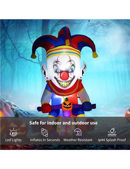 Outsunny 4ft Halloween Inflatable Clown on Bicycle, Blow Up Outdoor Halloween Decoration with 3 Built-in LED Lights for Garden,  - pic 201881 | FastDaddyshop