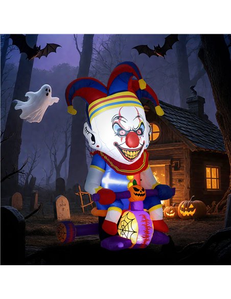Outsunny 4ft Halloween Inflatable Clown on Bicycle, Blow Up Outdoor Halloween Decoration with 3 Built-in LED Lights for Garden,  - pic 201883 | FastDaddyshop
