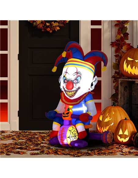 Outsunny 4ft Halloween Inflatable Clown on Bicycle, Blow Up Outdoor Halloween Decoration with 3 Built-in LED Lights for Garden,  - pic 201884 | FastDaddyshop