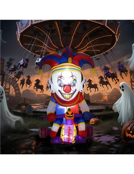 Outsunny 4ft Halloween Inflatable Clown on Bicycle, Blow Up Outdoor Halloween Decoration with 3 Built-in LED Lights for Garden,  - pic 201885 | FastDaddyshop