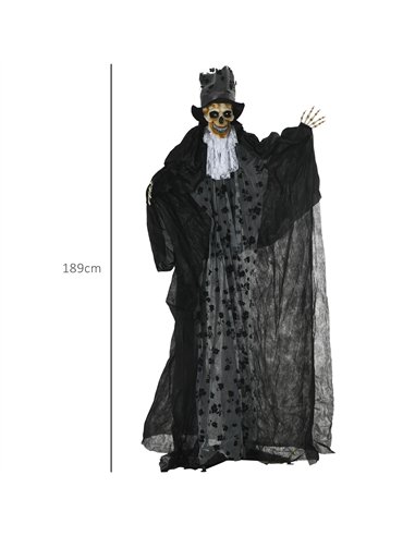 Outsunny 189cm Life Size Outdoor Halloween Decorations Ghost Bridegroom, Animated Prop Animatronic Decor with Sound and Motion A