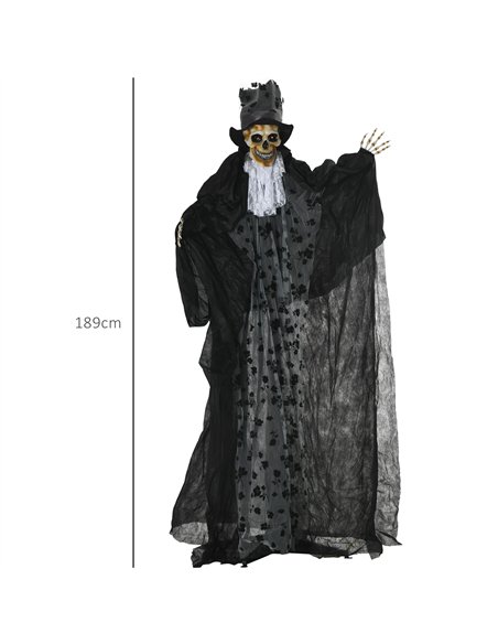 Outsunny 189cm Life Size Outdoor Halloween Decorations Ghost Bridegroom, Animated Prop Animatronic Decor with Sound and Motion A - pic 201889 | FastDaddyshop