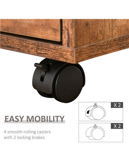 HOMCOM Rolling File Cabinet with 2 Drawers, Hanging File Folder, Brown - pic 20189 | FastDaddyshop