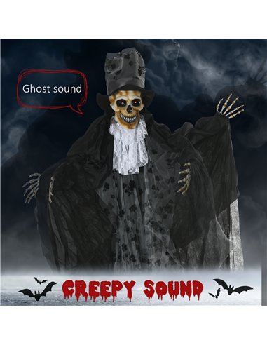 Outsunny 189cm Life Size Outdoor Halloween Decorations Ghost Bridegroom, Animated Prop Animatronic Decor with Sound and Motion A