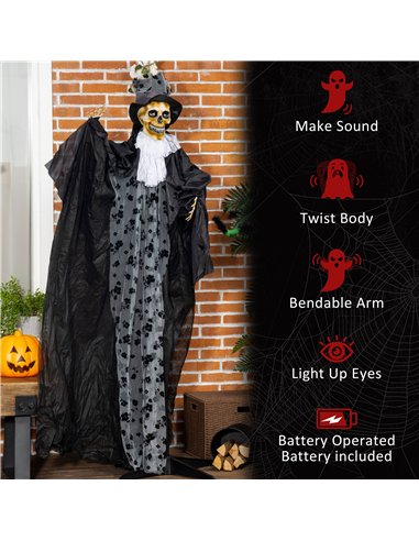 Outsunny 189cm Life Size Outdoor Halloween Decorations Ghost Bridegroom, Animated Prop Animatronic Decor with Sound and Motion A