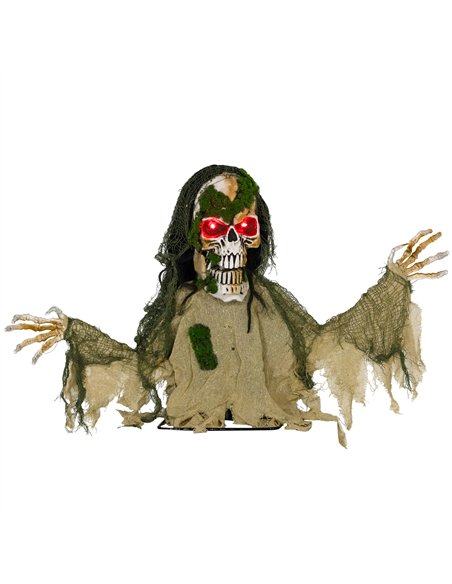 Outsunny Halloween Animated Skeleton with Glowing LED Eyes, Half-Body Scary Halloween Decorations, Battery Operated, Indoor Part - pic 201896 | FastDaddyshop