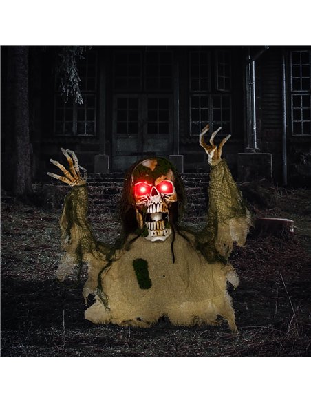 Outsunny Halloween Animated Skeleton with Glowing LED Eyes, Half-Body Scary Halloween Decorations, Battery Operated, Indoor Part - pic 201897 | FastDaddyshop