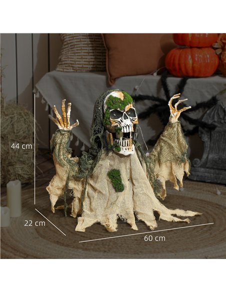 Outsunny Halloween Animated Skeleton with Glowing LED Eyes, Half-Body Scary Halloween Decorations, Battery Operated, Indoor Part - pic 201898 | FastDaddyshop