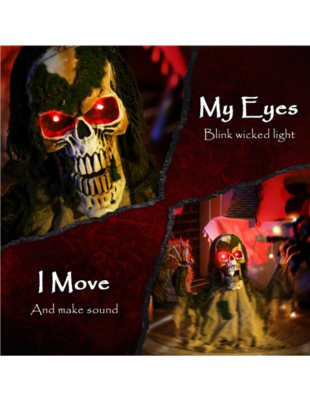 Outsunny Halloween Animated Skeleton with Glowing LED Eyes, Half-Body Scary Halloween Decorations, Battery Operated, Indoor Part - pic 201899 | FastDaddyshop