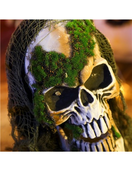 Outsunny Halloween Animated Skeleton with Glowing LED Eyes, Half-Body Scary Halloween Decorations, Battery Operated, Indoor Part - pic 201904 | FastDaddyshop