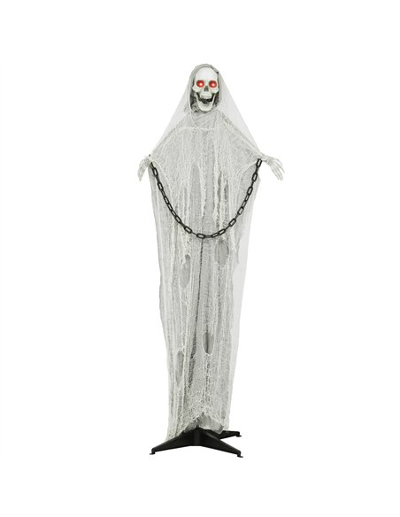 Outsunny 183 cm Life Size Halloween Animated Skeleton Grim Reaper with Glowing LED Eyes, Scary Halloween Decorations, Battery Op - pic 201905 | FastDaddyshop