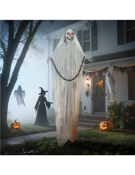 Outsunny 183 cm Life Size Halloween Animated Skeleton Grim Reaper with Glowing LED Eyes, Scary Halloween Decorations, Battery Op - pic 201913 | FastDaddyshop