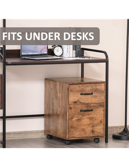 HOMCOM Rolling File Cabinet with 2 Drawers, Hanging File Folder, Brown - pic 20193 | FastDaddyshop