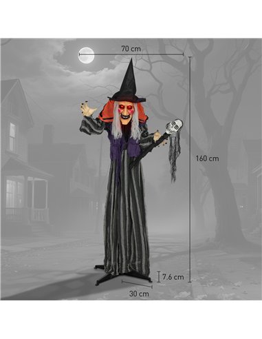 Outsunny 160cm Lifelike Moving Witch Decoration - Multi
