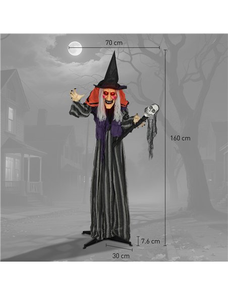Outsunny 160cm Lifelike Moving Witch Decoration - Multi - pic 201952 | FastDaddyshop